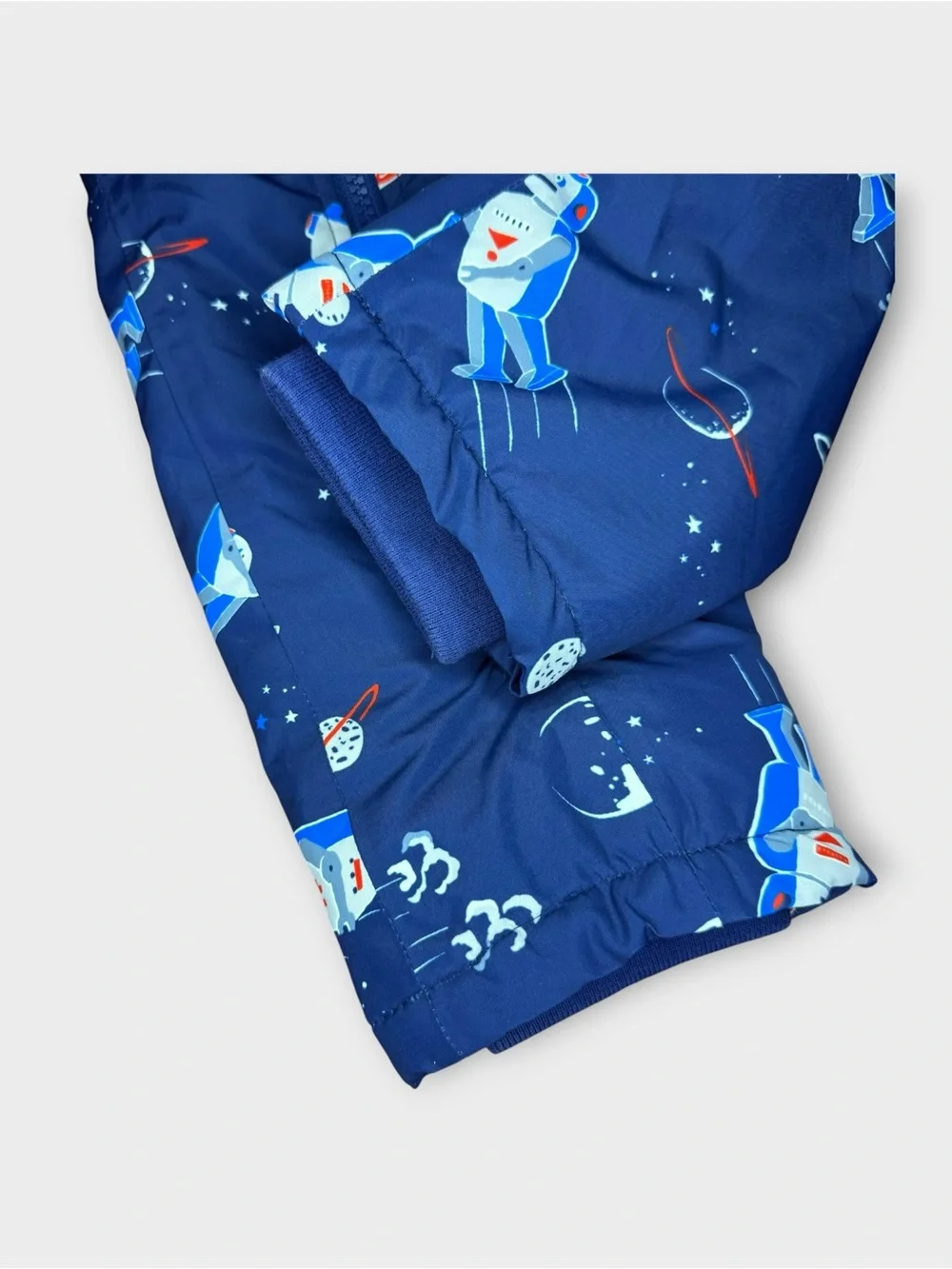 Mini Boden Space Robot Pattern Blue Snowsuit